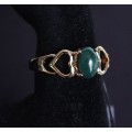 Кольцо с малахитом "сердечки"