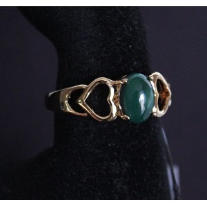 Кольцо с малахитом "сердечки"