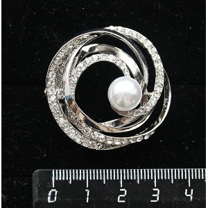 Зажим для платка "комета", майорка, цвет белый+серебристый