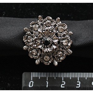 Кольцо для платка "искра", стразы, цвет черный+серебристый