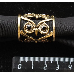 Муфта для платка "сова", стразы, цвет черный+золотистый