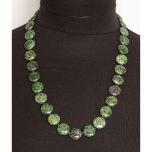 Бусы из цоизита (иск.), "монетки" 16мм