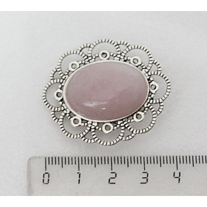 Брошь из розового кварца "ромашка", овал 25х18мм