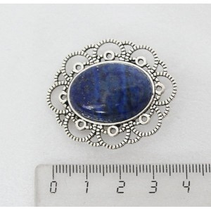 Брошь из лазурита (синий) "ромашка", овал 25х18мм