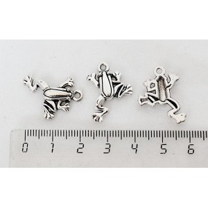 Подвеска "лягушка", цвет ант. серебро, 23х17мм