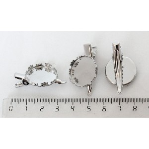 Основа заколка-крокодил дл.33мм сеттинг круг 20мм цвет ант. серебро