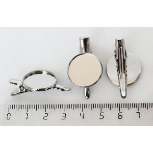 Основа заколка-крокодил дл.33мм сеттинг круг 18мм цвет ант. серебро