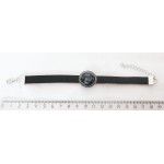 Браслет из обсидиана снежного, круг 18мм, на ремешке нат. кожа, цвет ант.серебро