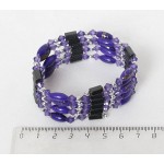 Браслет из гематита (магнитный) + бусины пластик, цвет фиолетовый