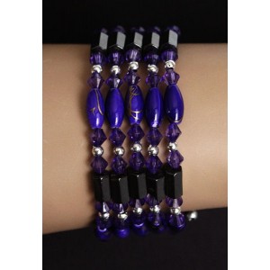 Браслет из гематита (магнитный) + бусины пластик, цвет фиолетовый