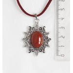 Кулон из яшмы красной, овал 18х13мм, оправа "папоротник"