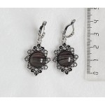 Cерьги из агата серого "2 цветка", круг 12мм