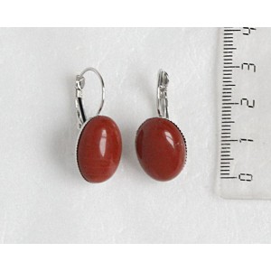 Серьги из яшмы красной, овал 18х13мм