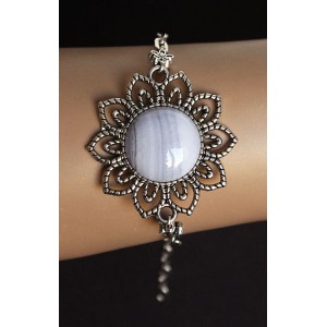 Браслет из агата голубого (сапфирин) 