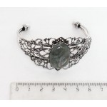 Браслет из лабрадорита, овал 25х18мм, жесткая основа цвет ант.серебро