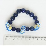 Браслет из лазурита "лилии", шарик 10мм+цветы из полимерной глины