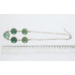 Колье из кварца зеленого на цепочке, круг 20мм