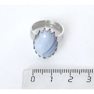 Кольцо c агатом голубым (сапфирин), овал 18х13мм, безразмерное