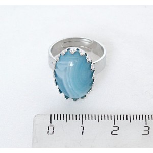 Кольцо c агатом синим (тонировка), овал 18х13мм, безразмерное