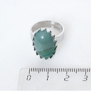 Кольцо c агатом зеленым (тонировка), овал 18х13мм, безразмерное