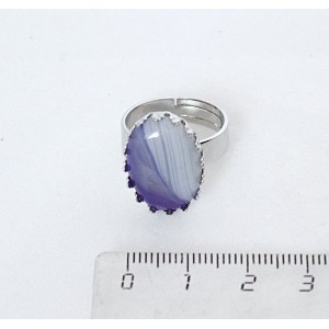 Кольцо c агатом фиолетовым (тонировка), овал 18х13мм, безразмерное
