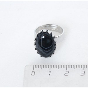 Кольцо c агатом черным, овал 18х13мм, безразмерное