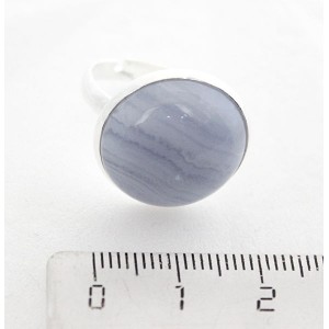 Кольцо c агатом голубым (сапфирин), круг 18мм, безразмерное