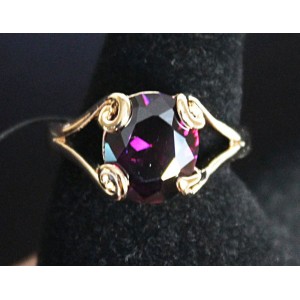 Кольцо с аметистом (синт.) "лагуна"