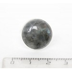 Кольцо с лабрадоритом, круг 18мм, безразмерное