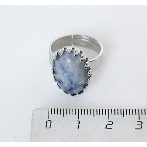 Кольцо с лазуритом (бело-синий), овал 18х13мм, безразмерное