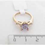 Кольцо с цирконом сиреневым "квадрат"