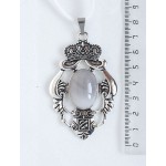 Кулон из агата белого, овал 25х18мм, оправа 