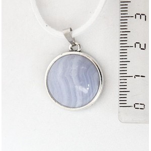 Кулон из агата голубого (сапфирин), круг 18мм