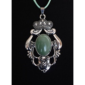 Кулон из авантюрина зеленого, овал 25х18мм, оправа 