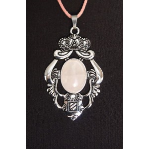 Кулон из кварца розового, овал 25х18мм, оправа 