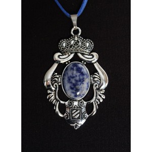 Кулон из лазурита (бело-синий), овал 25х18мм, оправа 