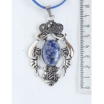 Кулон из лазурита (бело-синий), овал 25х18мм, оправа 