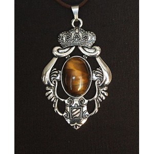 Кулон из тигрового глаза, овал 25х18мм, оправа 