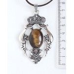 Кулон из тигрового глаза, овал 25х18мм, оправа 