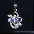 Кулон из циркона сиреневый "4 стразы + цирконы"