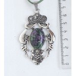 Кулон из цоизита, овал 25х18мм, оправа 