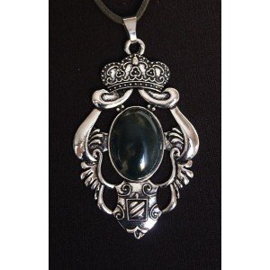 Кулон из яшмы зеленой, овал 25х18мм, оправа 