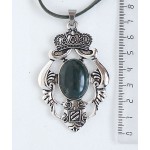 Кулон из яшмы зеленой, овал 25х18мм, оправа 