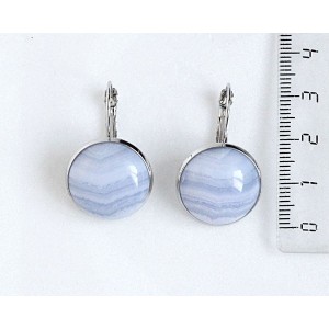 Cерьги из агата голубого (сапфирин), круг 18мм, замок петелька