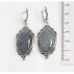Серьги из лабрадорита "медальон", овал 25х18мм, швензы посеребрение