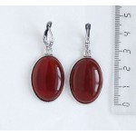 Серьги из сердолика, простой овал 25х18мм, швензы посеребрение