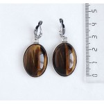 Серьги из тигрового глаза, простой овал 25х18мм, швензы посеребрение