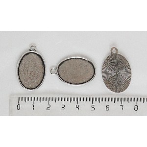 Основа для кулона, простой овал 25х18мм, цвет ант. серебро