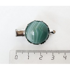 Заколка-крокодил с агатом зеленым (тонировка), круг 20мм