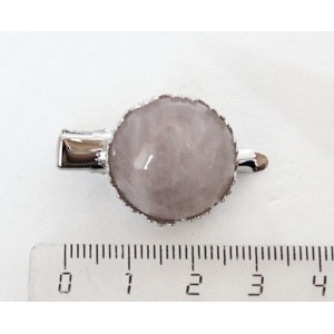 Заколка-крокодил с розовым кварцем, круг 20мм